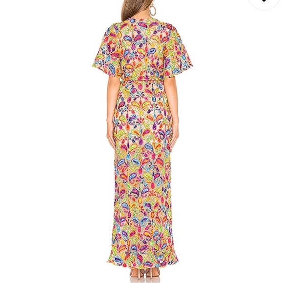 Groovy Tularosa Maxi Dress Revolve Huntley Maximalist Embroidered Rainbow Nude - Picture 5 of 12